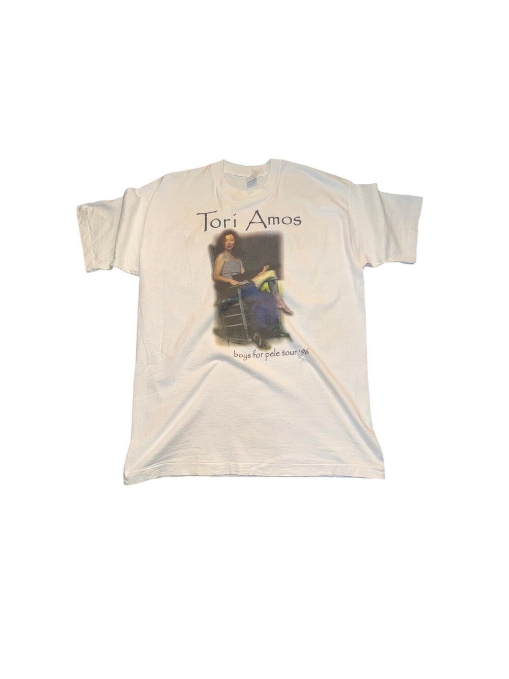 Vintage 1996 Tori Amos Boys For Pele Tour Graphic T-Shirt White Concert Band Tee